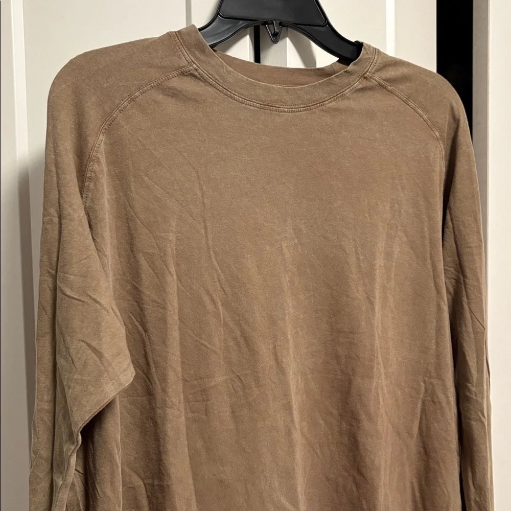 NEW [Zella] Relaxed Washed 2.0 Long Sleeve Athletic Slub Tee Olive Women’s Small - Picture 5 of 11